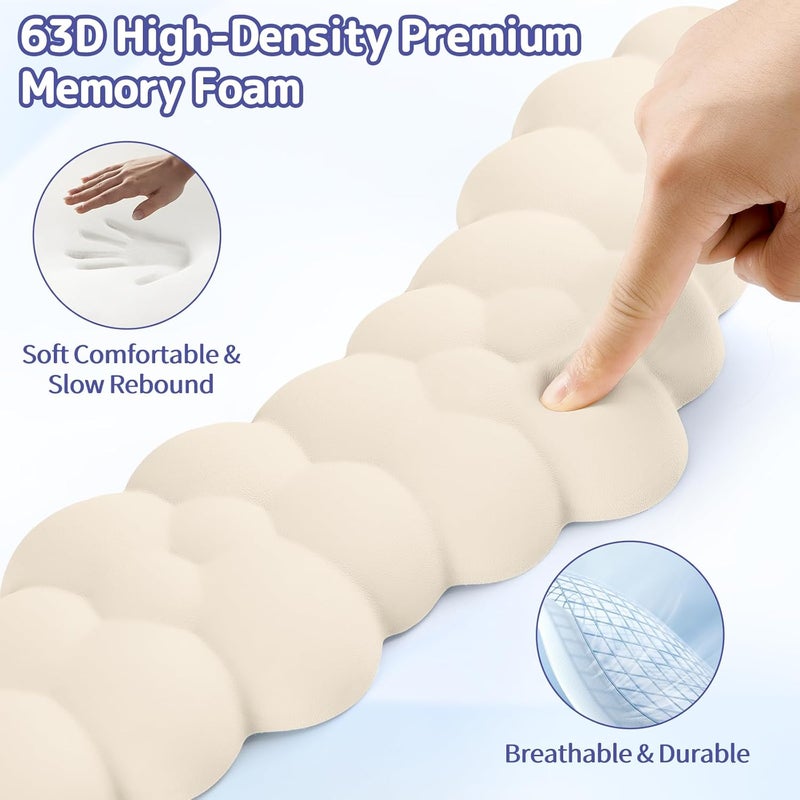 Sushret Cloud Wrist Rest for Keyboard and Mouse, Memory Foam PU Leather Keyboard Wrist Rest with Ergonomic Support, Non-Slip Base, Cute Arm Rest Pad & Palm Cushion, Office Desk Accessory, Beige - Image 4